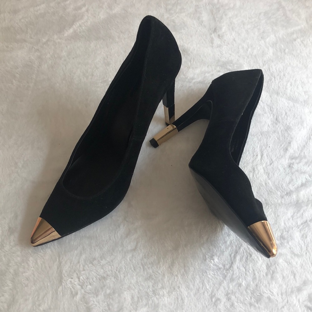 Topshop Black Suede High Heels Size 39 8.5 - Picture 13 of 15